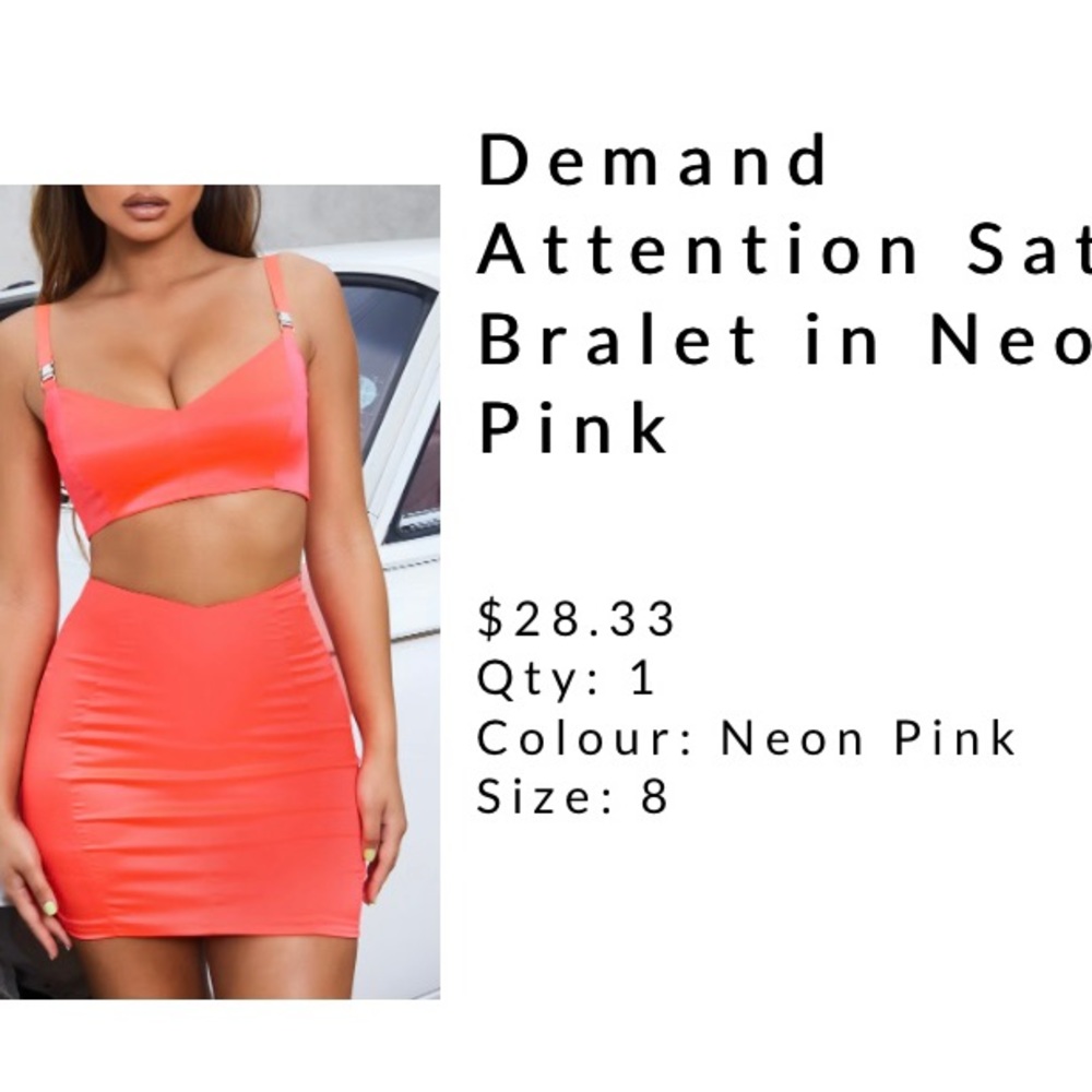 Oh Polly satin bralette I’m Neón pink. Size US 4/ small. UK 8.